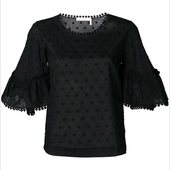 See By Chloé Embroidered Bell Sleeve Blouse Black 4 - Picture 4 of 14